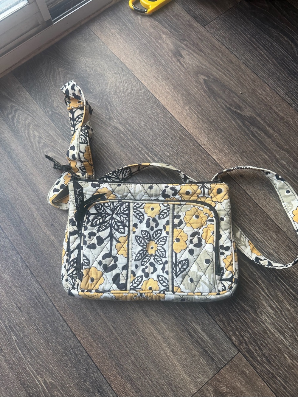 Vera Bradley Quilted Floral Crossbody — Yellow, Gray & Black
